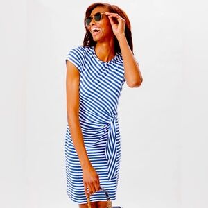 J. McLaughlin Elora Dress XS | Navy White Stripe | Catalina Cloth | $218 Retail